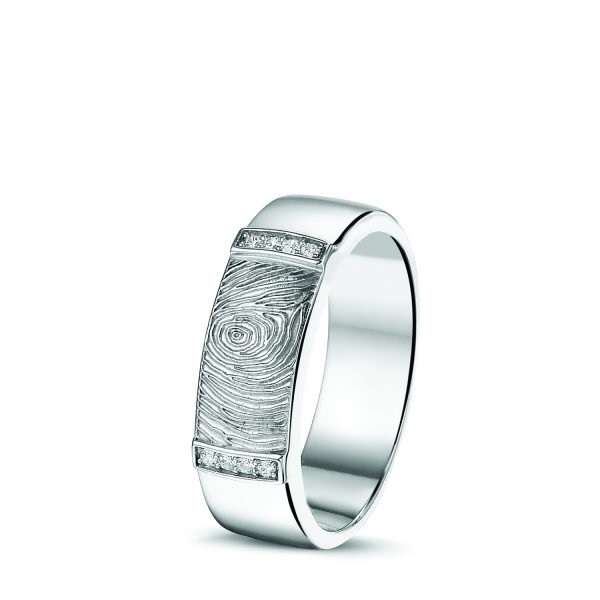 Zilveren Ring met gelaserde vingerafdruk