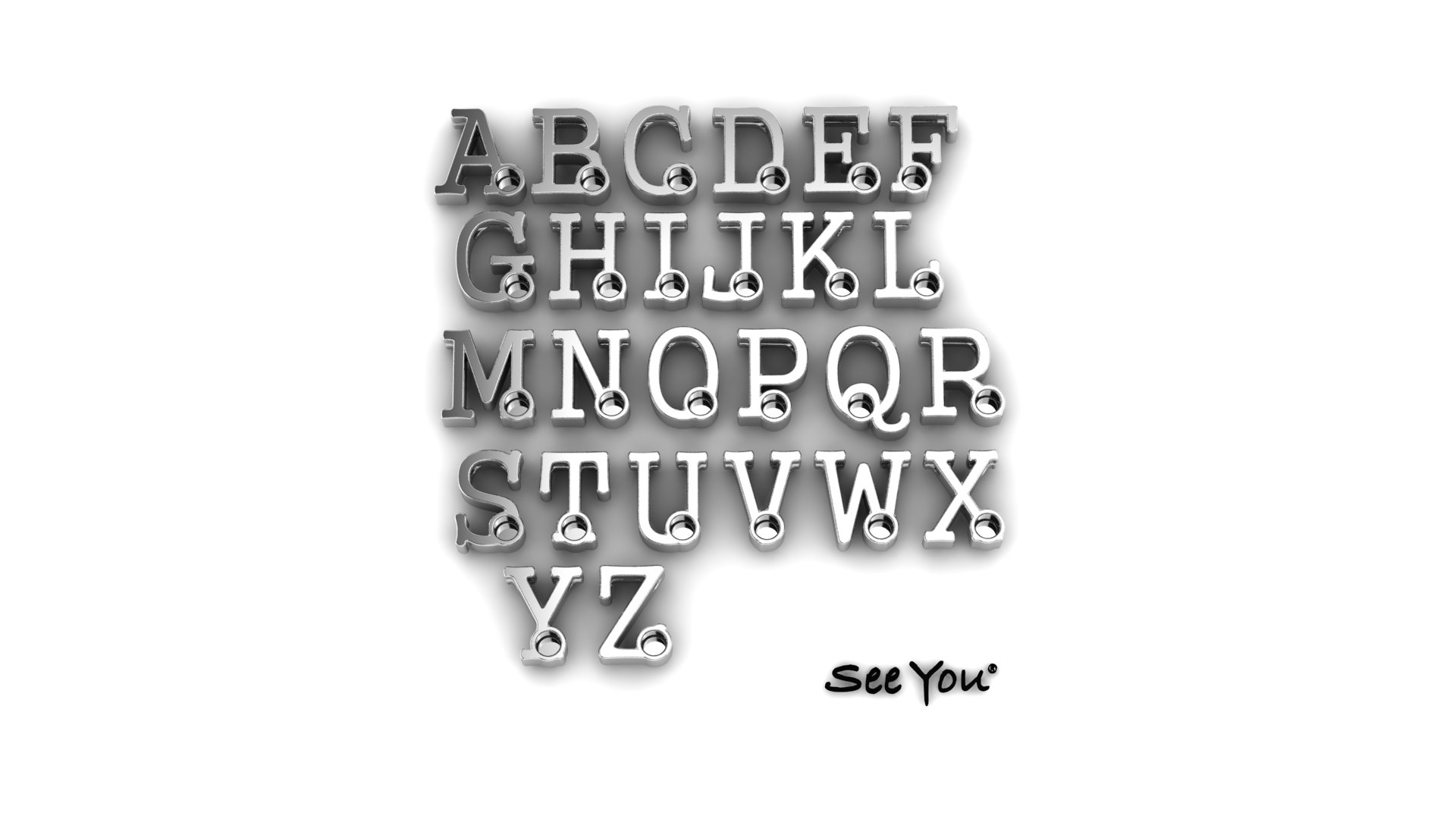 Alfabet letters in zilver