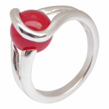 Zilveren ring met 10mm glasbol met crematie as